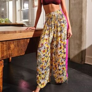 Free People Floral Pajama Pants - Yellow and Pink